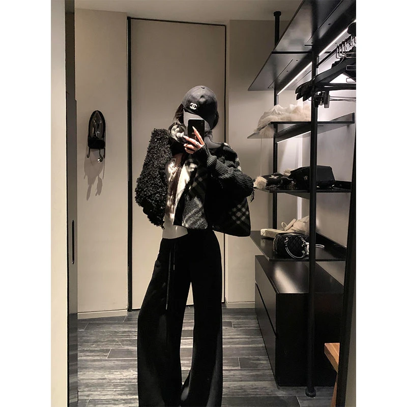 2025韩版秋冬季时尚慵懒风修身显瘦外套上衣穿搭休闲直筒长裤套装