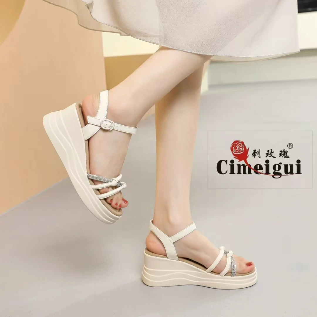 轻职风坡跟鞋夏季松糕鞋时尚坡跟鱼嘴单鞋时尚舒适防滑女鞋