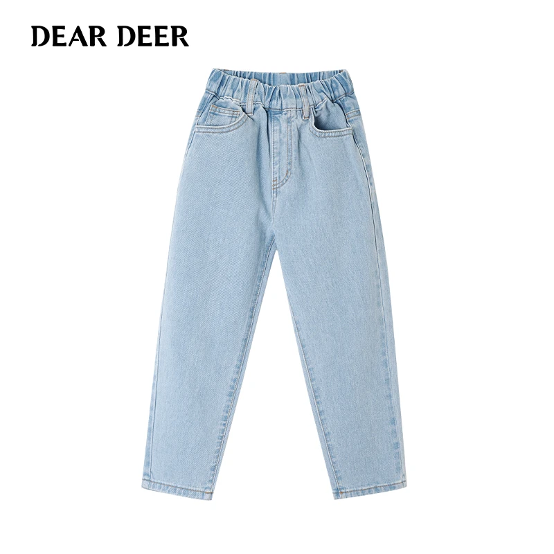 【直播清】迪迪鹿男大童春秋季浅蓝色牛仔长裤C123111411