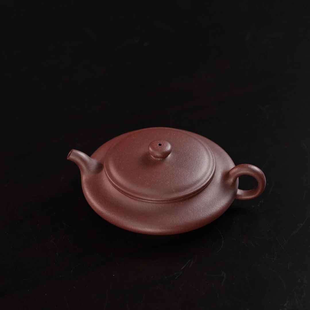 <鸣远虚扁>120cc 黄龙山紫泥 作者  张云强 半手工紫砂壶