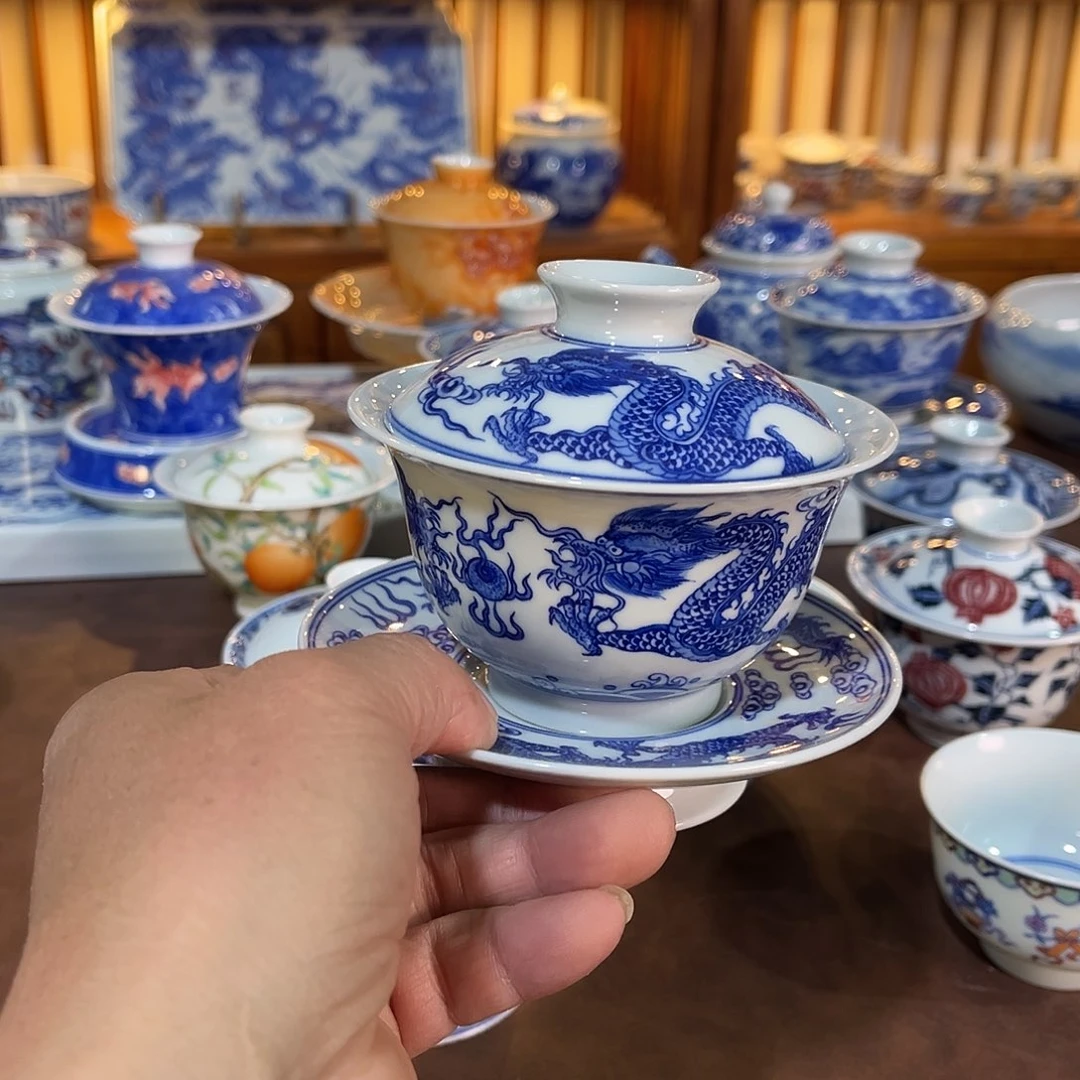 錡镇堂手工手绘盖碗