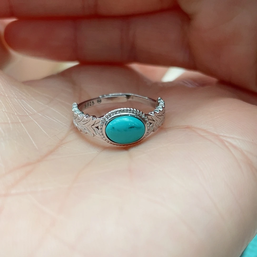 绿松石戒指银S925镶嵌