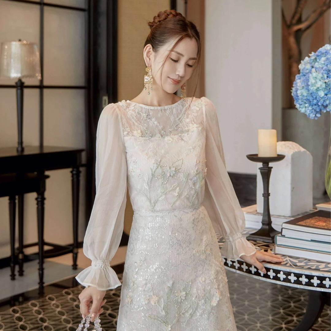 【陈大可专属】MarieElie【须弥富春】重工刺绣钉珠半裙EAE12P20012