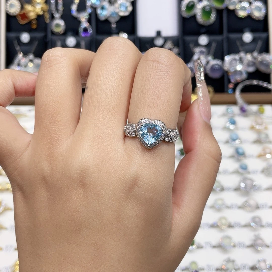 托帕石戒指银S925镶嵌