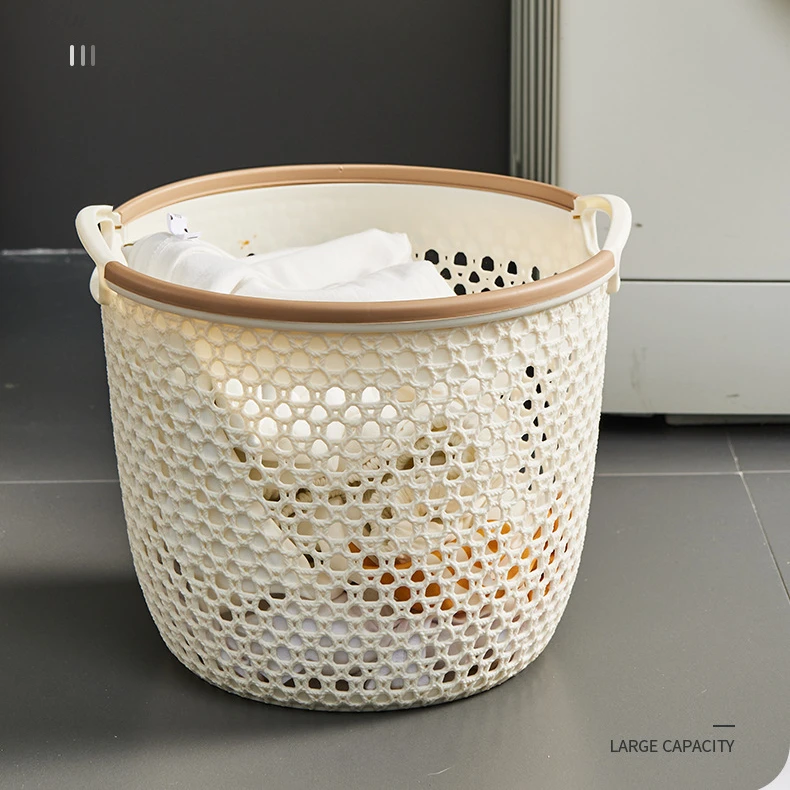 日式手提脏衣篮脏衣服收纳筐衣物大号衣服框洗衣篮浴室镂空脏衣篓