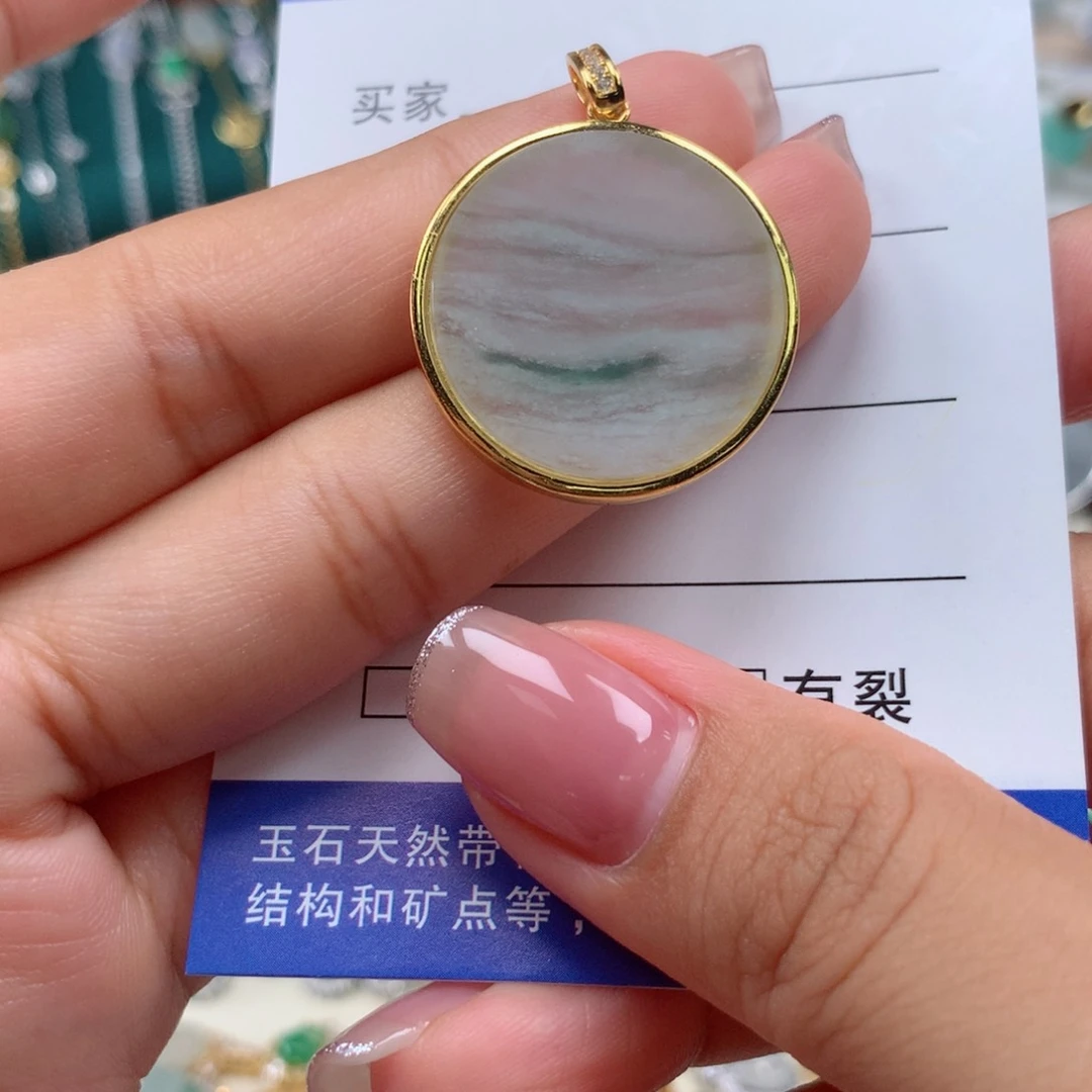 颈饰银S925镶嵌翡翠