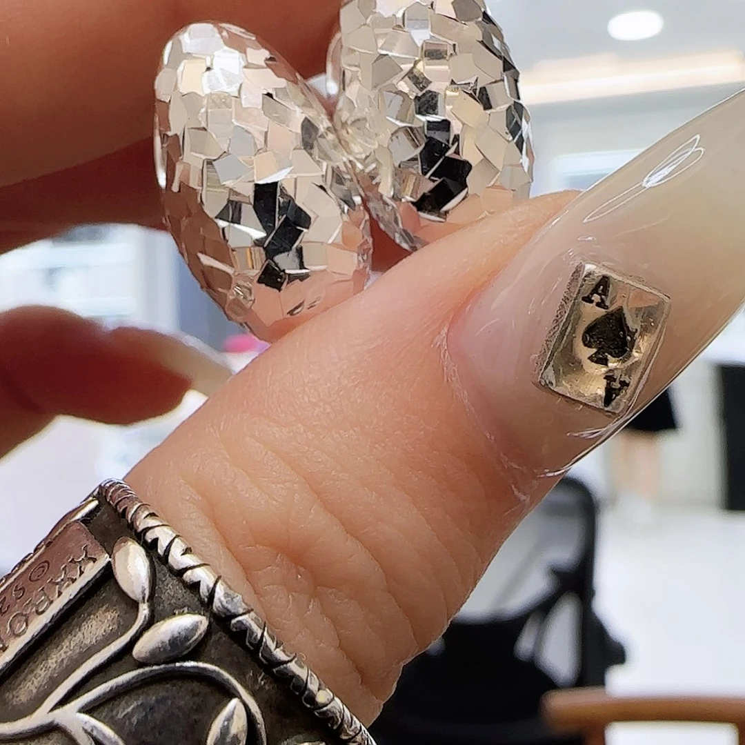 925银羽毛碎银子耳环