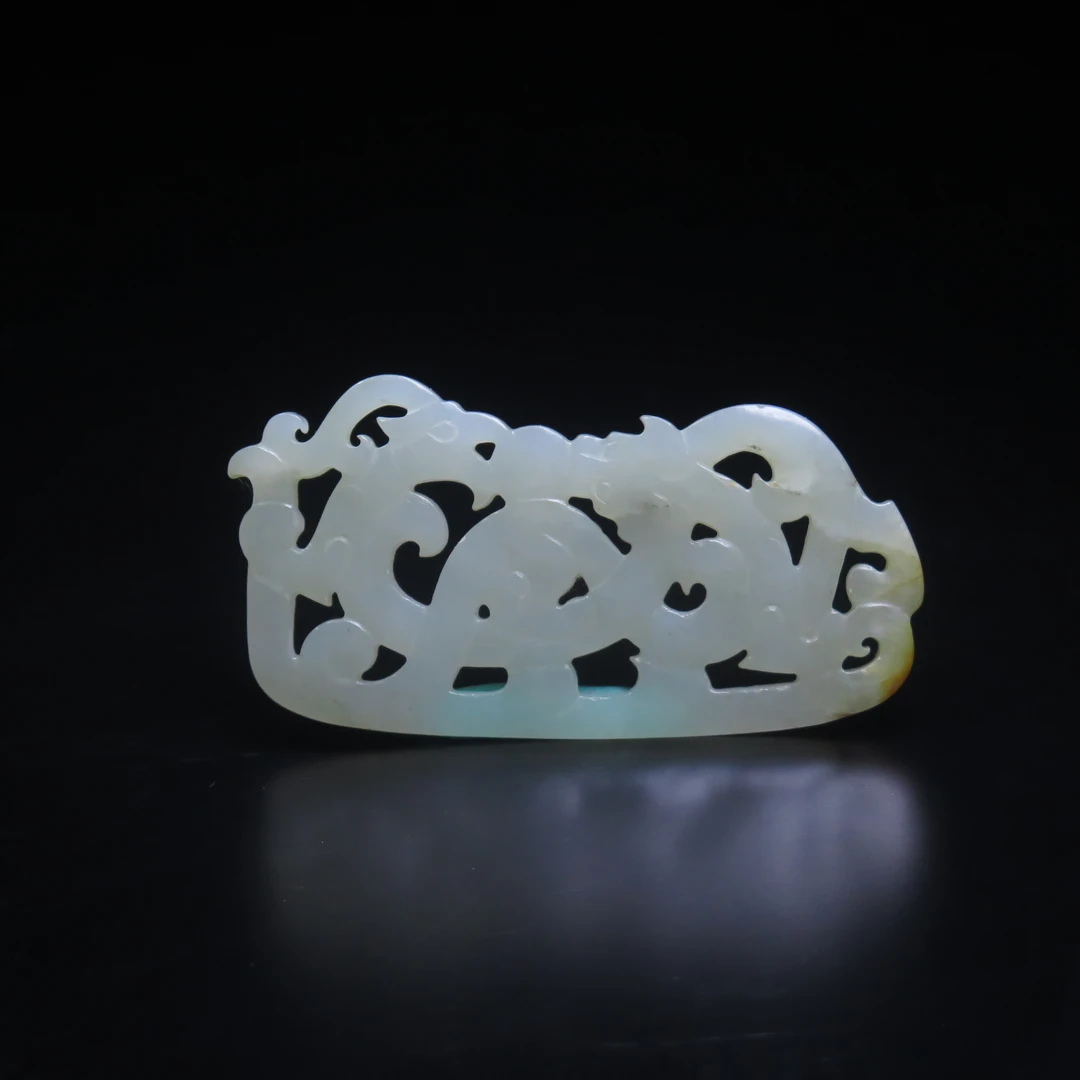 晚明单面工镂雕龙凤纹玉佩/MZ559574/和田玉/民族文物