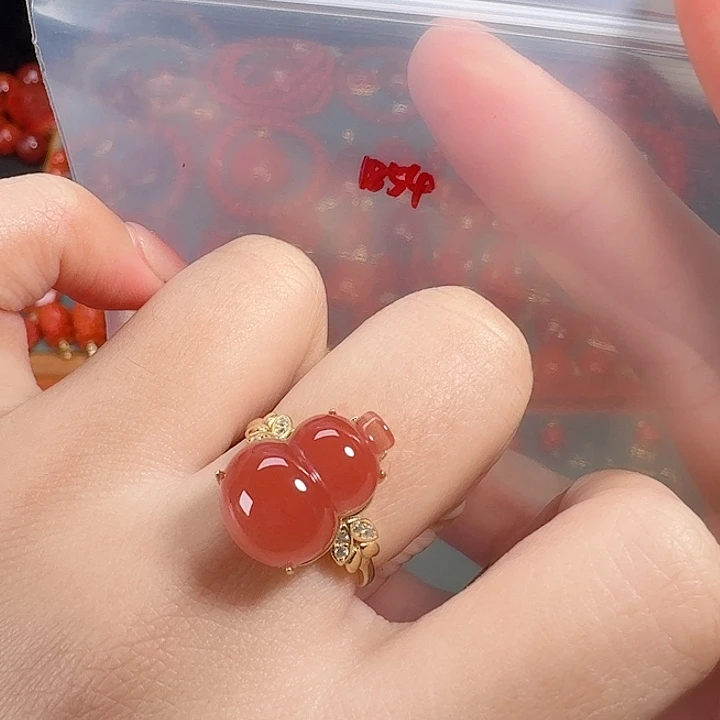 南红玛瑙银S925镶嵌戒指