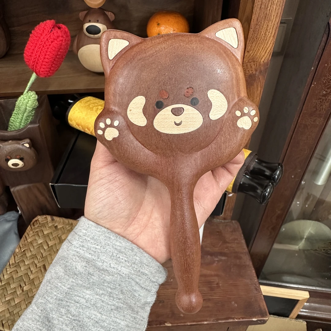 小浣熊气垫梳按摩梳~超可爱桌面摆件