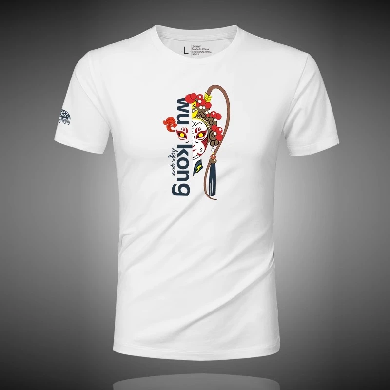 BOTEMER/比提米尔男士莫代尔冰丝半袖t恤中国风京剧脸谱印花T恤