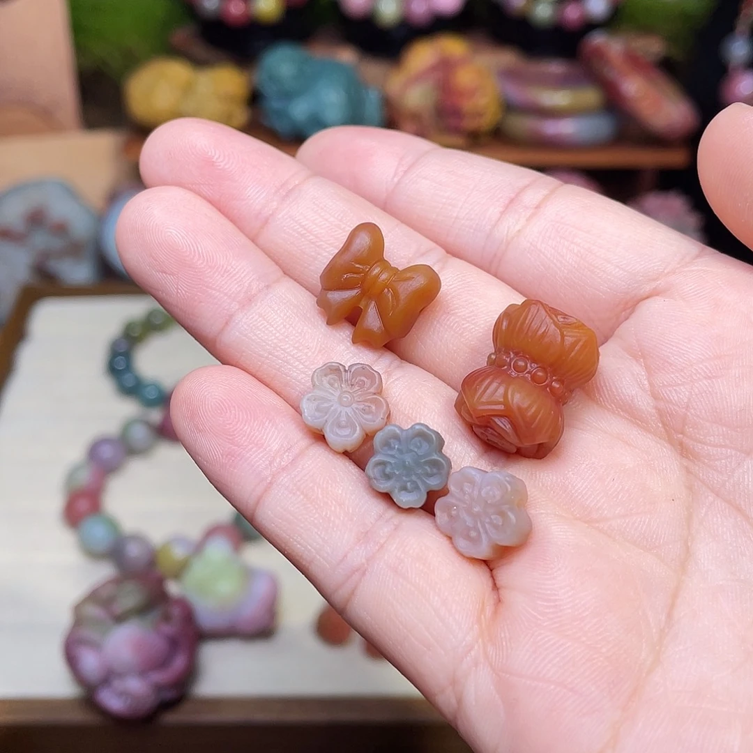 娜***豆玛瑙/玉髓未镶嵌手串盐源玛瑙开播福利