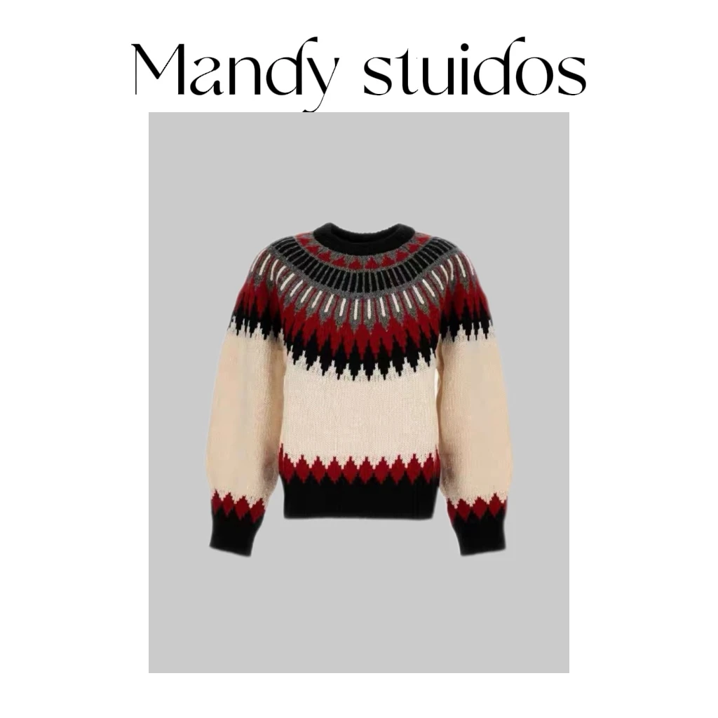 费尔岛式针织圆领毛衣