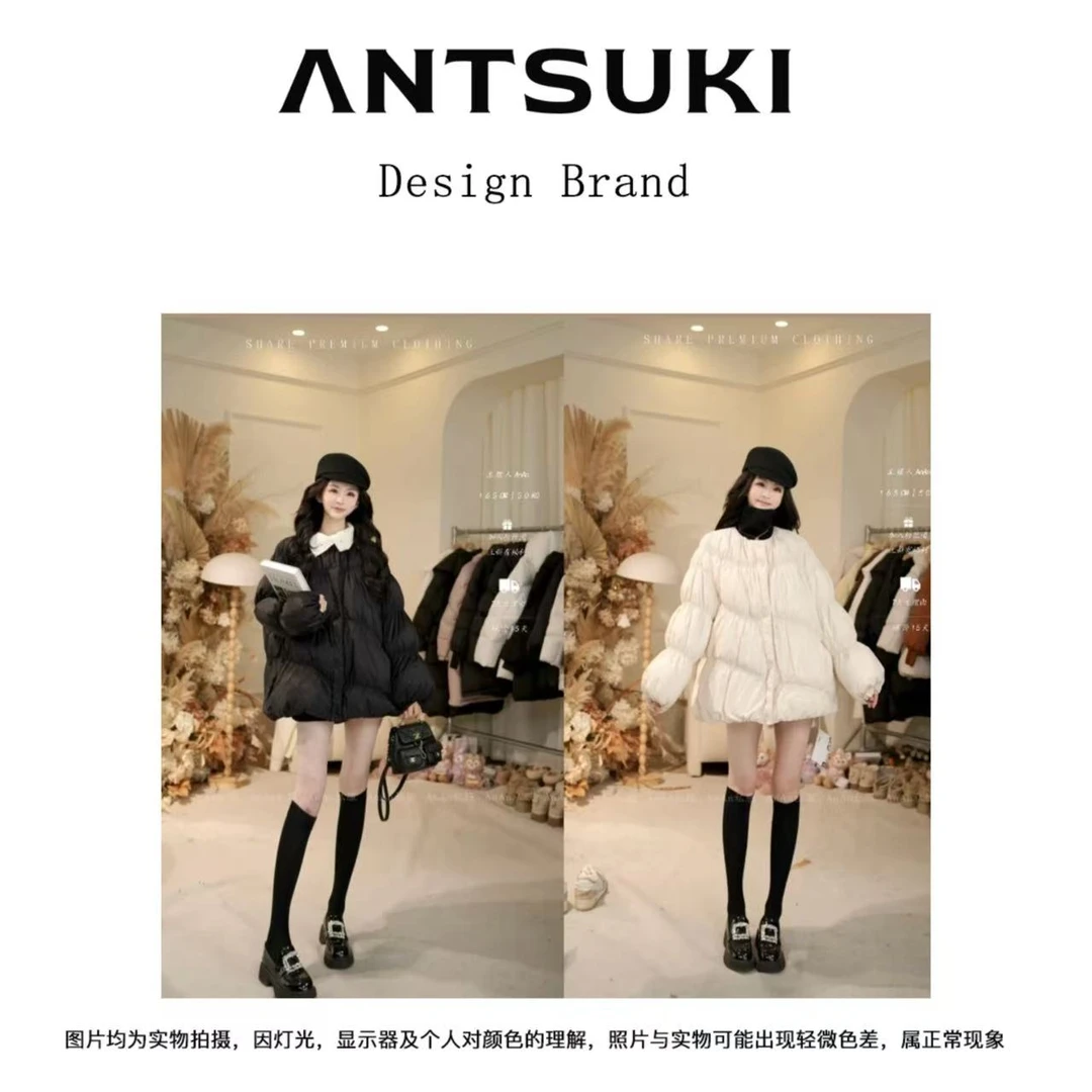 【热奶茶】25年秋冬季新款中长款韩版无领白鸭绒羽绒服333