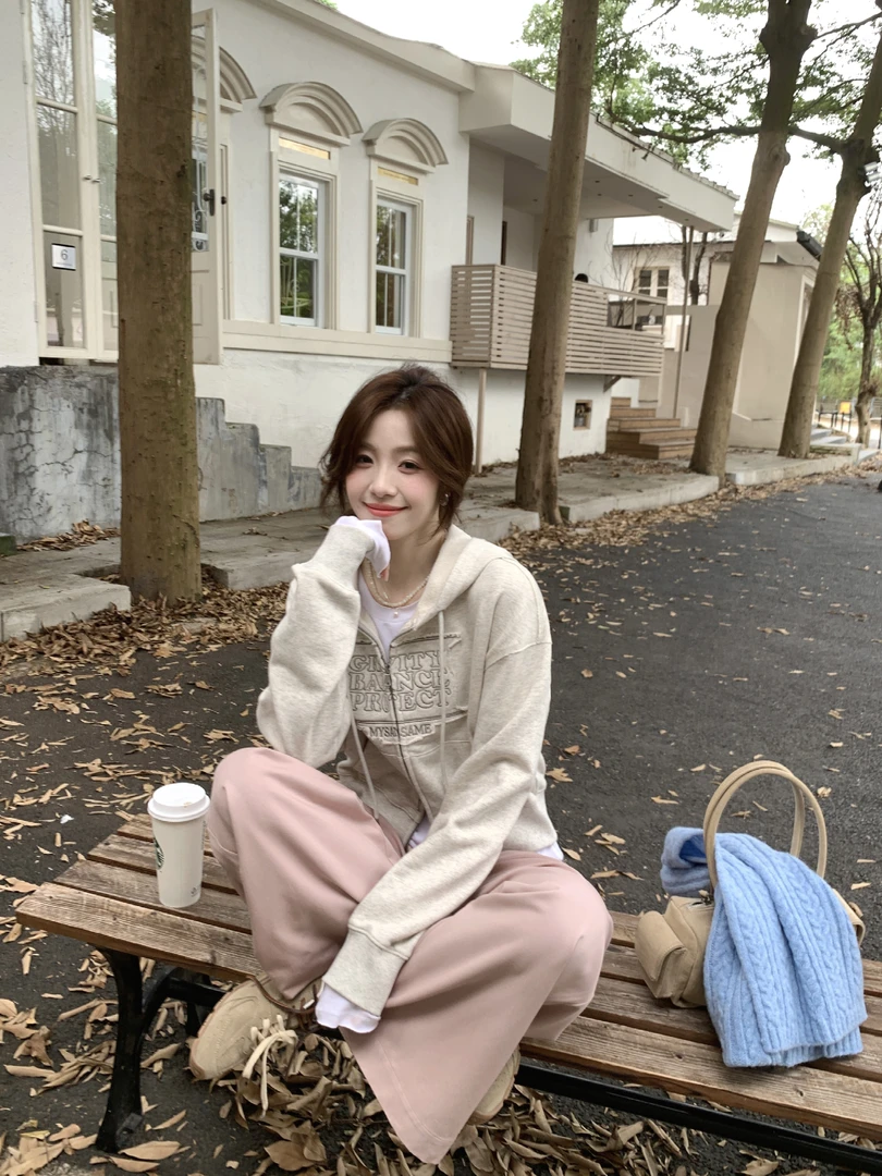 Even一雯【允真私服】韩系高智感全棉韩国明星同款短款连帽卫衣外套