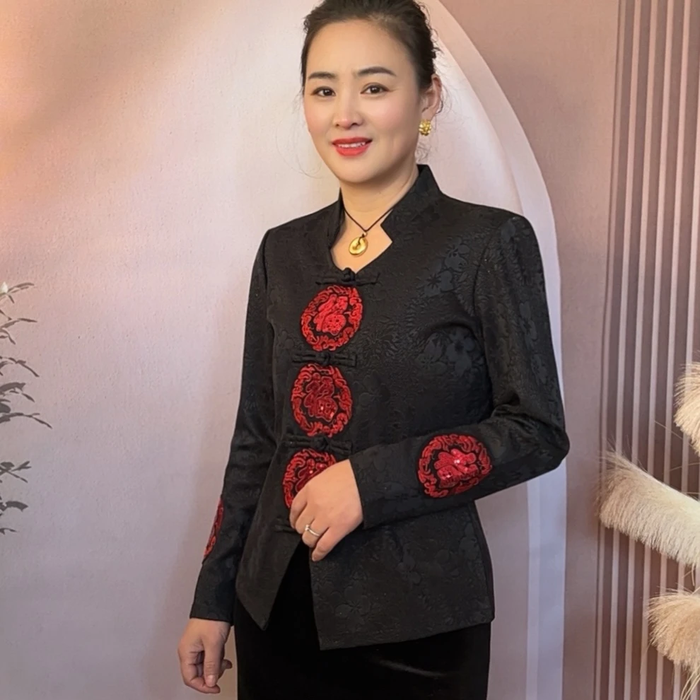 早春新款鸿运当头五福内搭国风秋冬打底衫ins长袖复古时尚短款