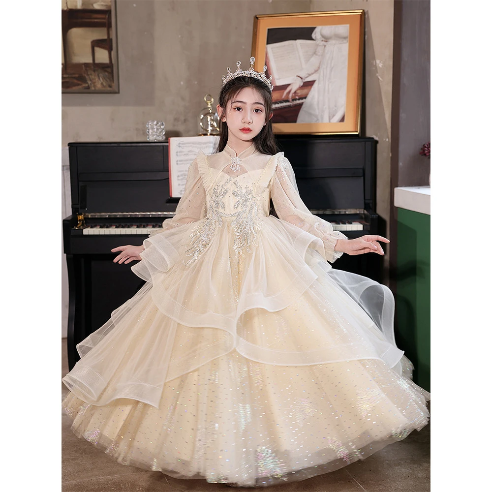 女童礼服轻奢小众高端花童婚礼女孩生日钢琴演出表演服儿童公主裙