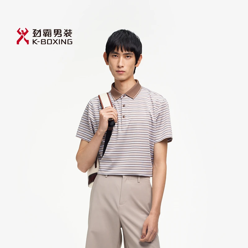 【6A级蚕丝+凉感】劲霸男装春夏高档商务混纺短袖Polo衫│HTKE2531