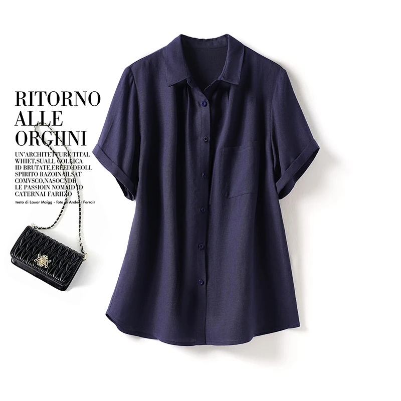 【谨如】高端亚麻短袖衬衫女夏季2025新款气质亚麻衬衣小衫上衣