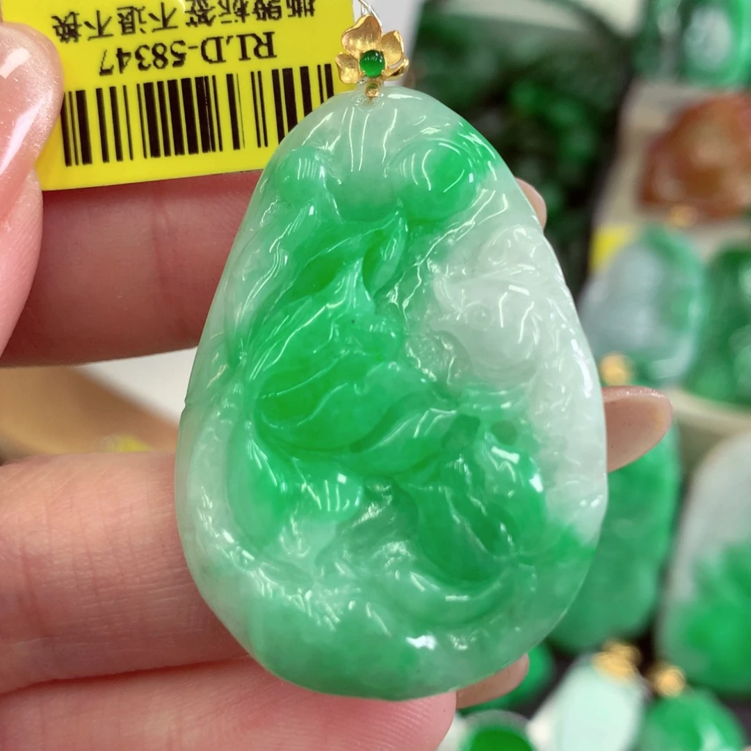 翡翠18K金镶嵌吊坠(不含链)