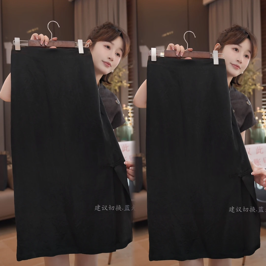 柚茗精选---------新中式盘扣侧开叉醋酸半身裙-p3-11