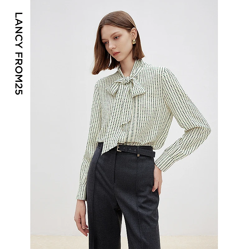 朗姿法式复古高级感气质飘带设计感内搭叠穿衬衫上衣2025年春新款