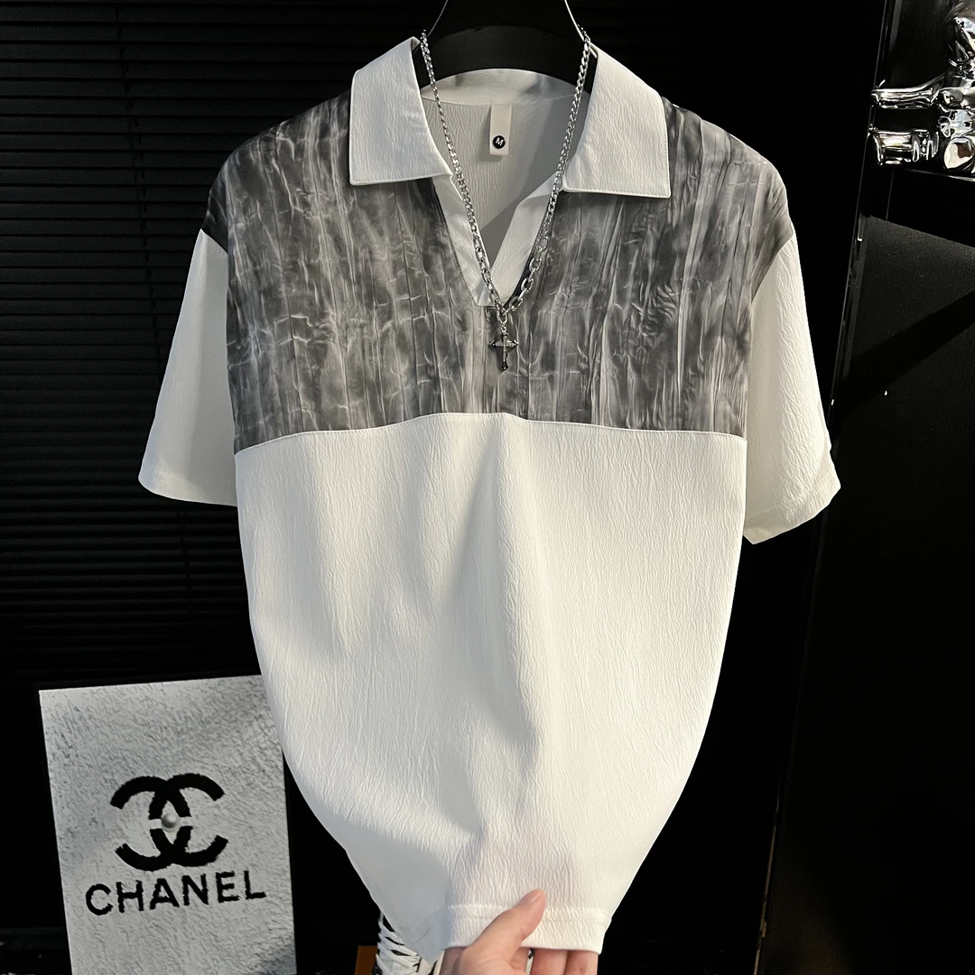 Vi-高级感衫男士短袖T恤休闲防晒百搭帅气简约宽松薄款夏季polo衫