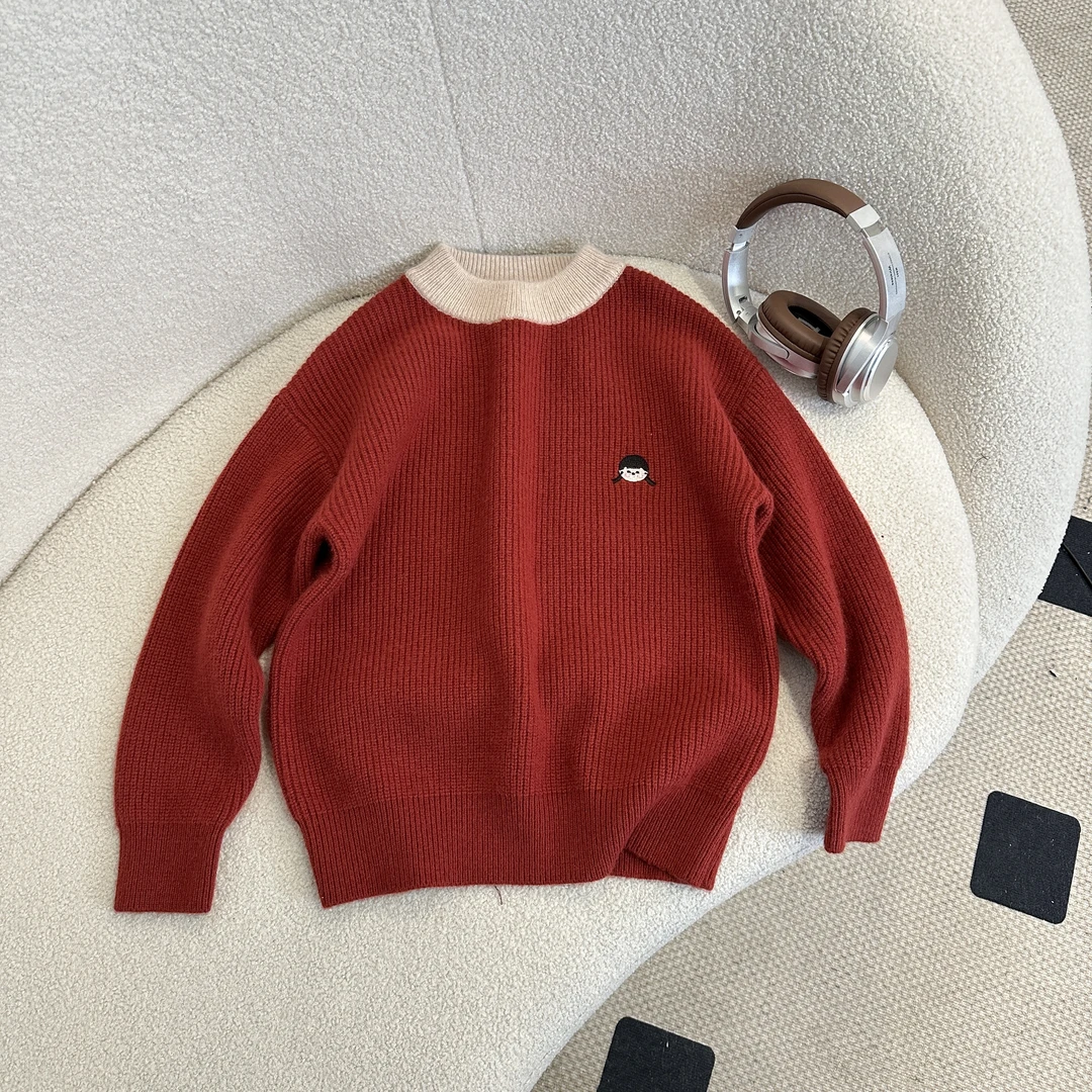 【2024冬季新品】青少年秋冬针织百搭套头圆领韩版休闲毛衣HWD171