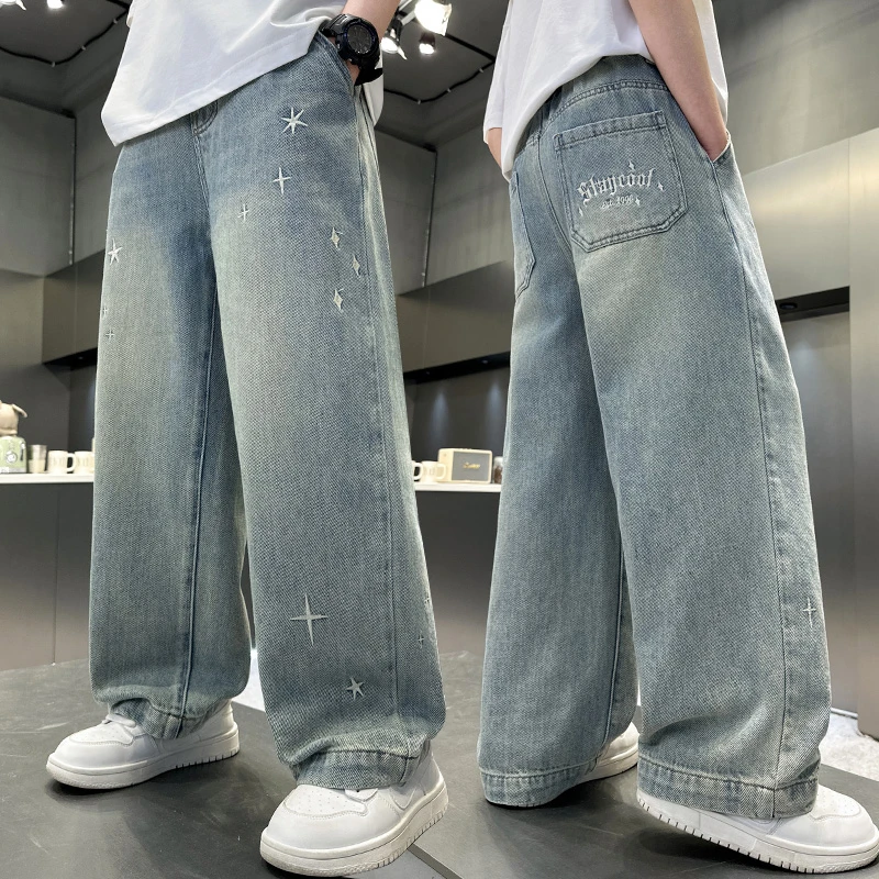 男女童春夏季新款直筒牛仔裤童装2025中大童韩版宽松潮流儿童裤子