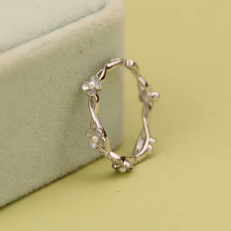 925银戒指 纯银花朵编织戒指女开口银饰指环时尚甜美花环气质百搭