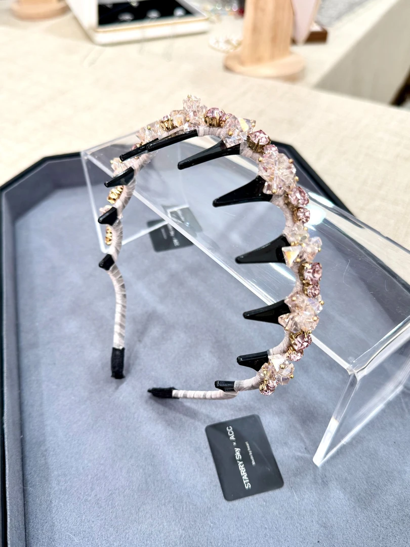 轻奢满钻水晶重工倒齿发箍女