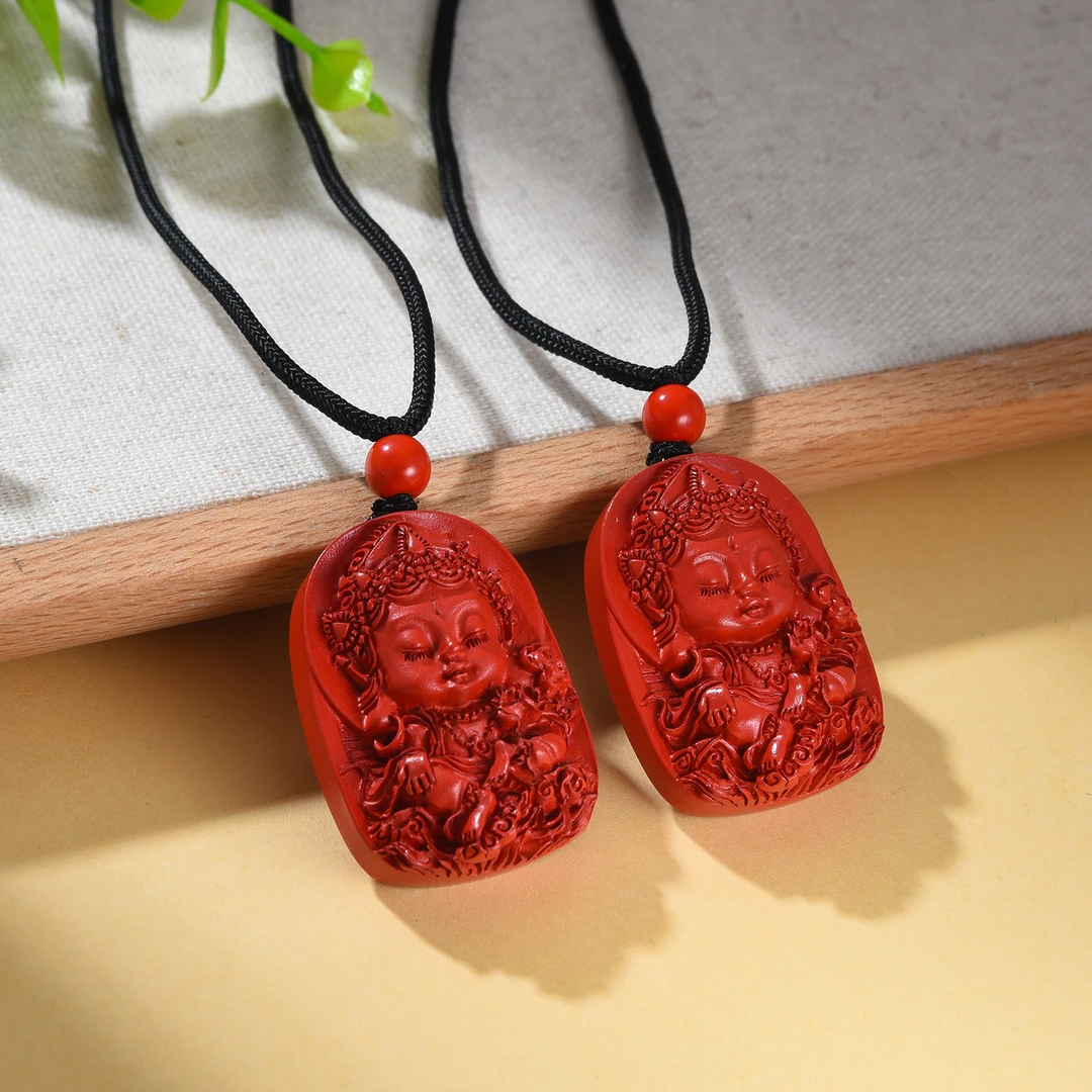 含辰砂工艺品【婉葶珠宝】朱砂红砂度母吊坠（多样性发一）