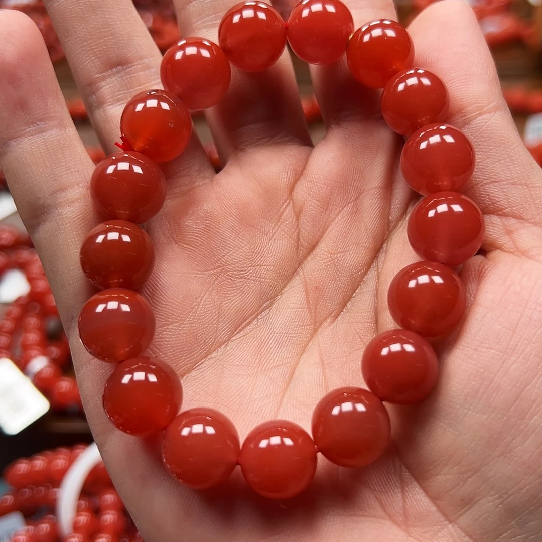 南红玛瑙未镶嵌手串保山料冰红12m典藏版原矿