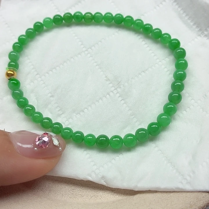 翡翠18K金镶嵌手链天然缅甸翡翠A货卡4