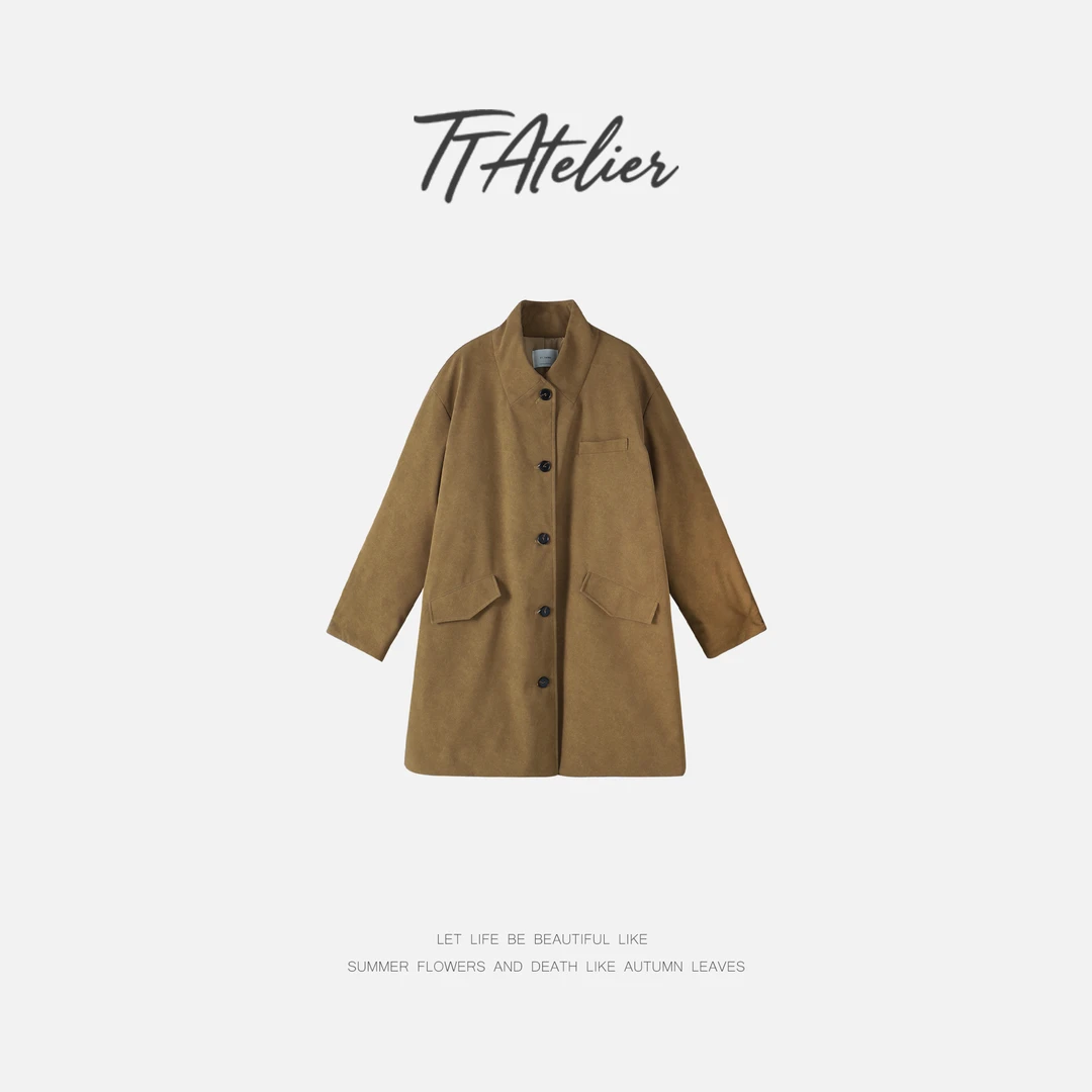 TT设计师【皇室丹麦】时尚松弛感插肩袖立领白鹅绒羽绒服TT191626