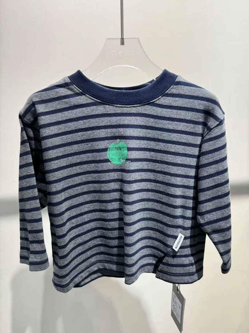 XTJ STUDIO童装 设计师款 LZ小童 小苹果图案条纹卫衣 新品