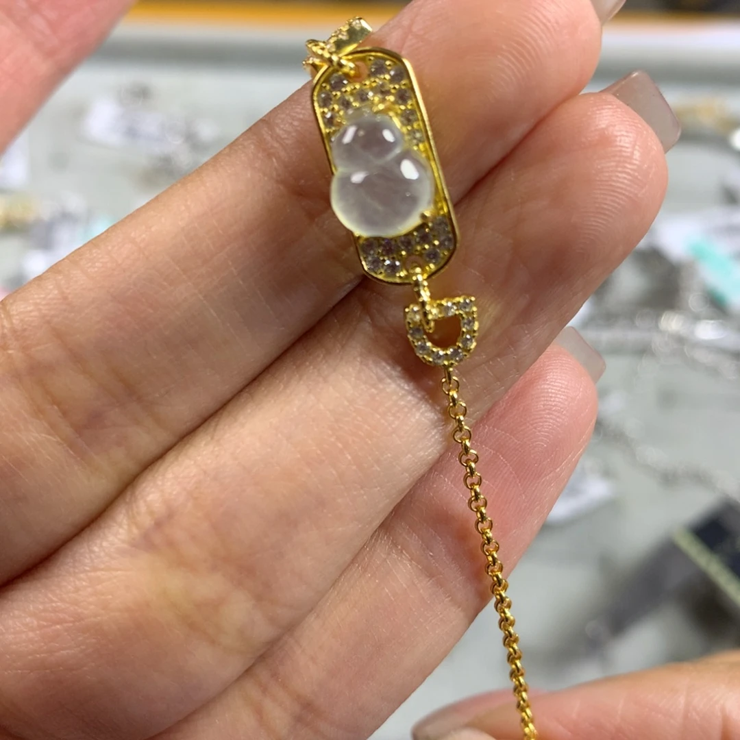 翡翠银S925镶嵌戒指手链