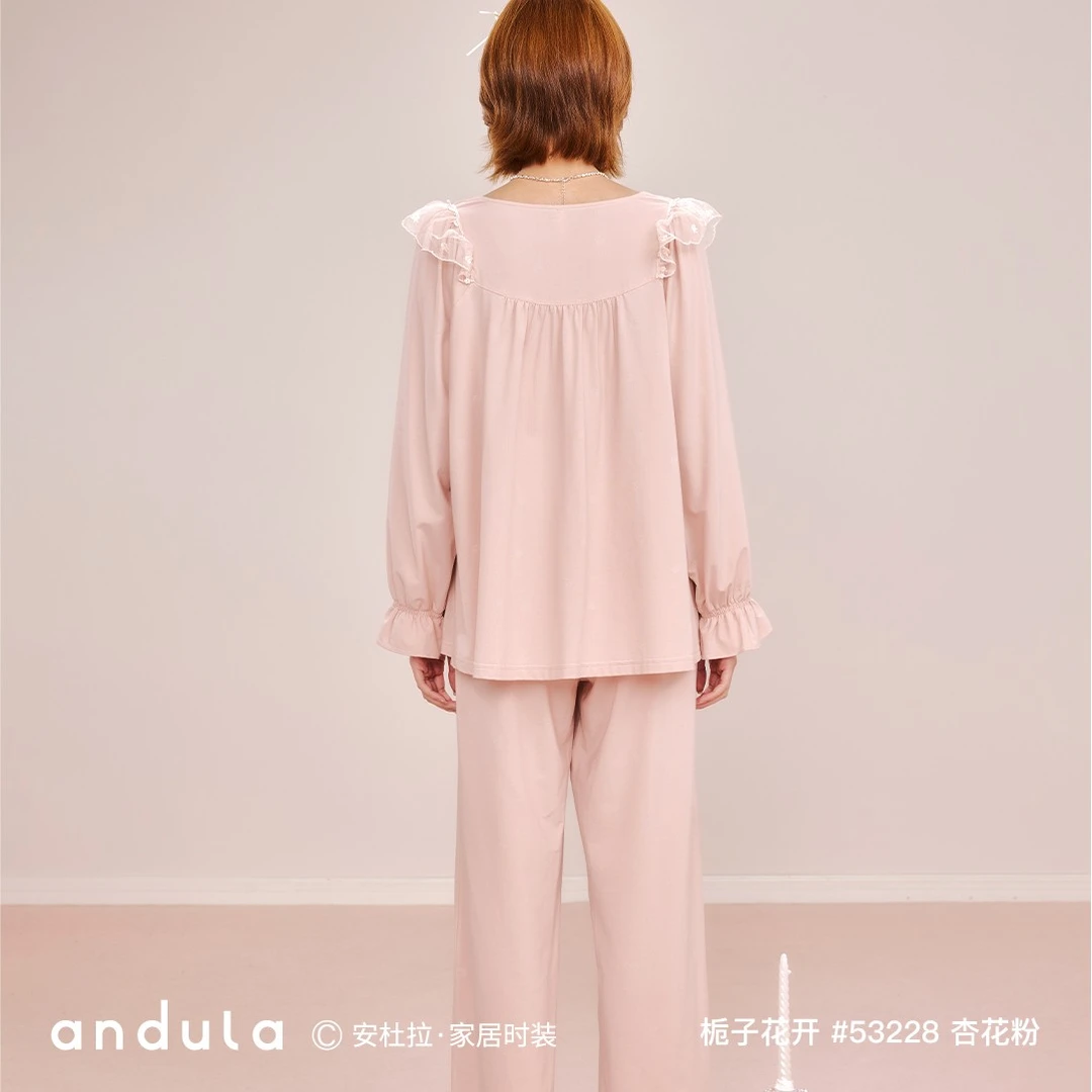 女士春秋款长袖长裤公主风可外穿高级感家居服套装
