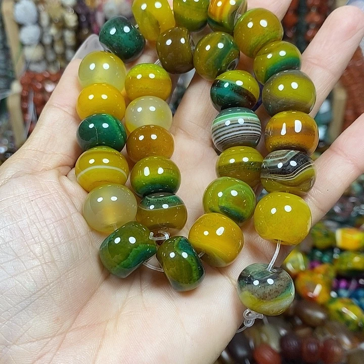 玛瑙/玉髓未镶嵌珠宝半成品玛瑙算盘珠卡15mm