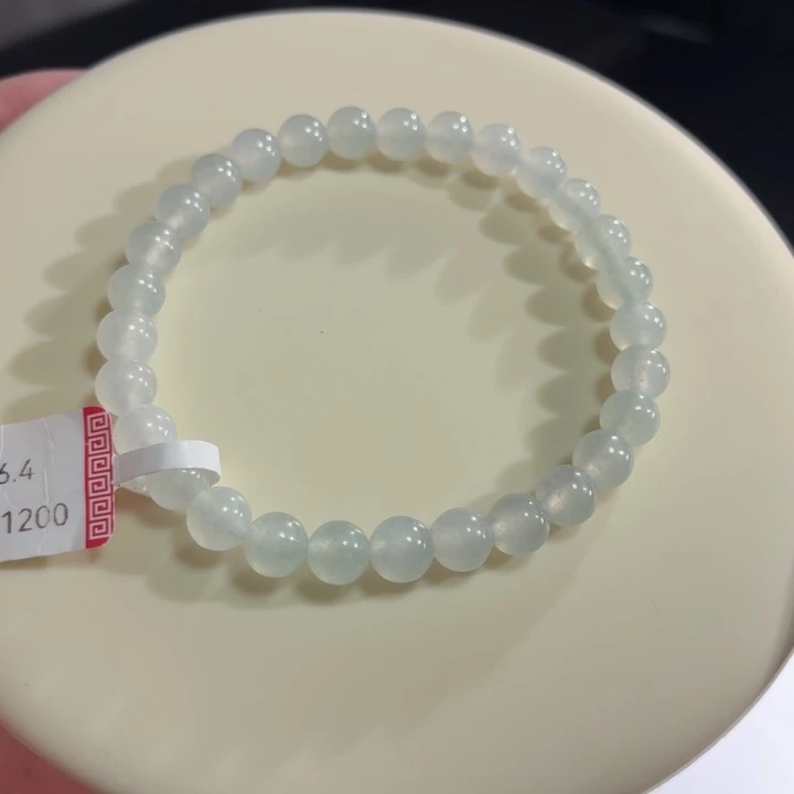翡翠未镶嵌手链冰胶浅晴底卡6.4