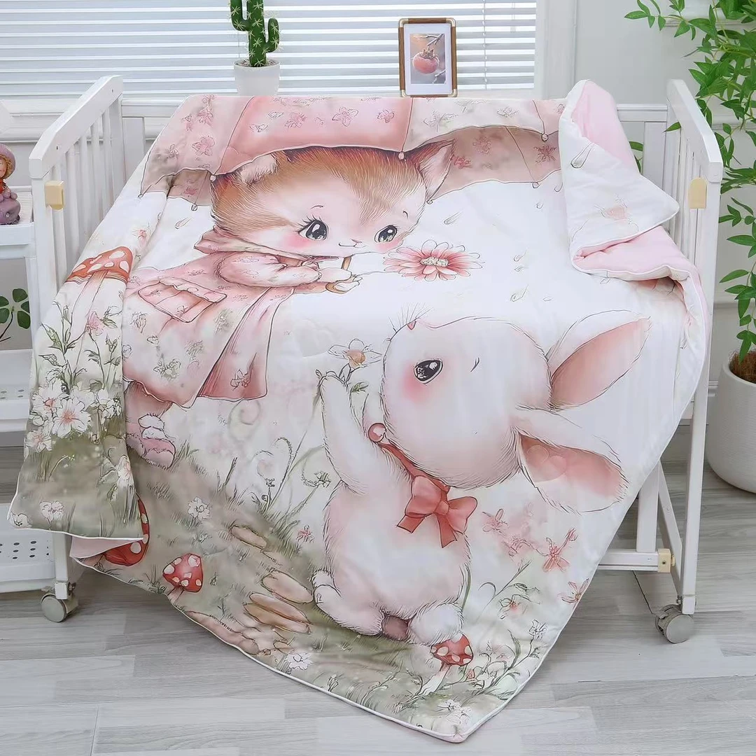 儿童卡通夏凉被夏季透气幼儿园午睡毯可机洗宝宝空调被凉感盖毯