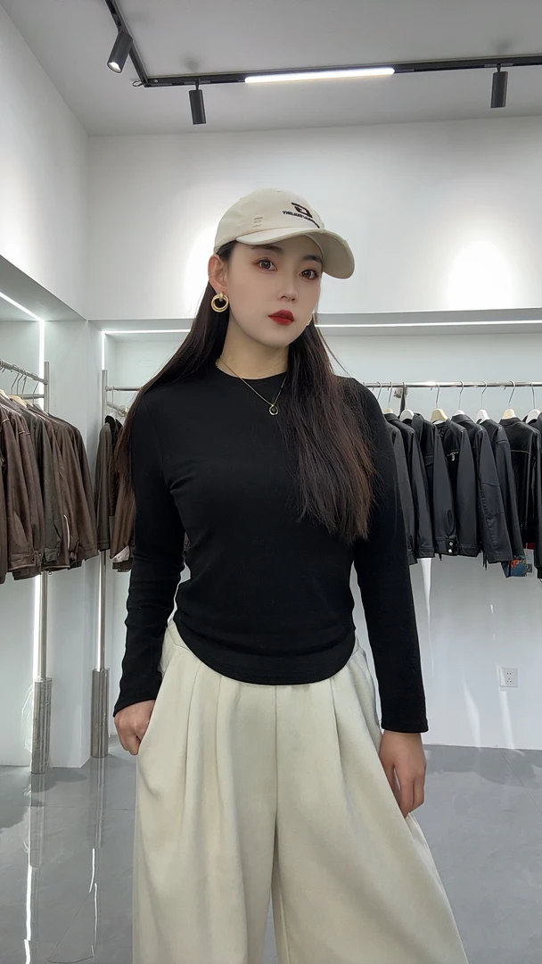 打底 长袖t恤女2024新款秋冬内搭体恤上衣圆领打底衫