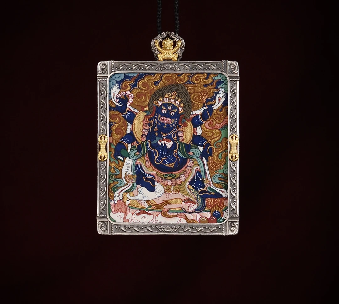 唐卡吊坠六臂大黑天22