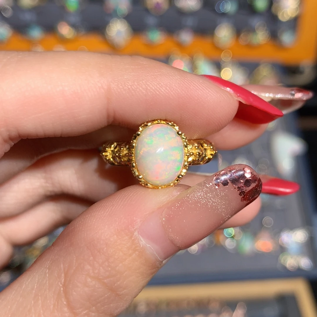 银S925镶嵌欧泊欧泊戒指y