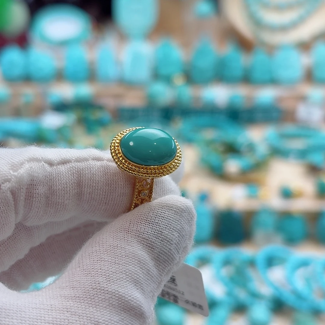 绿松石18K金镶嵌珠宝奇石