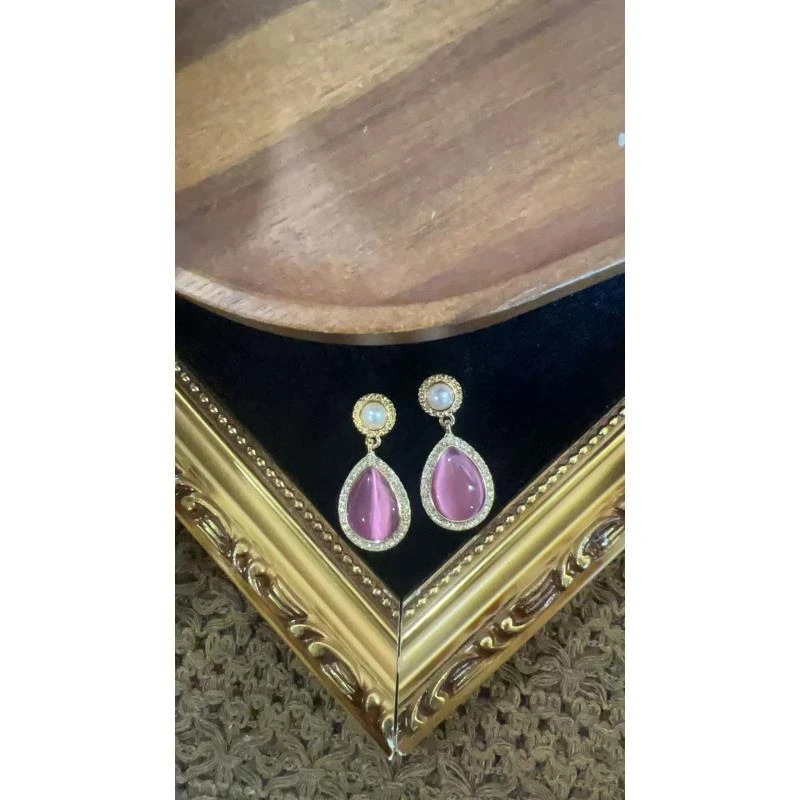 合金锆石耳饰 宫廷日韩紫色耳钉饰品296