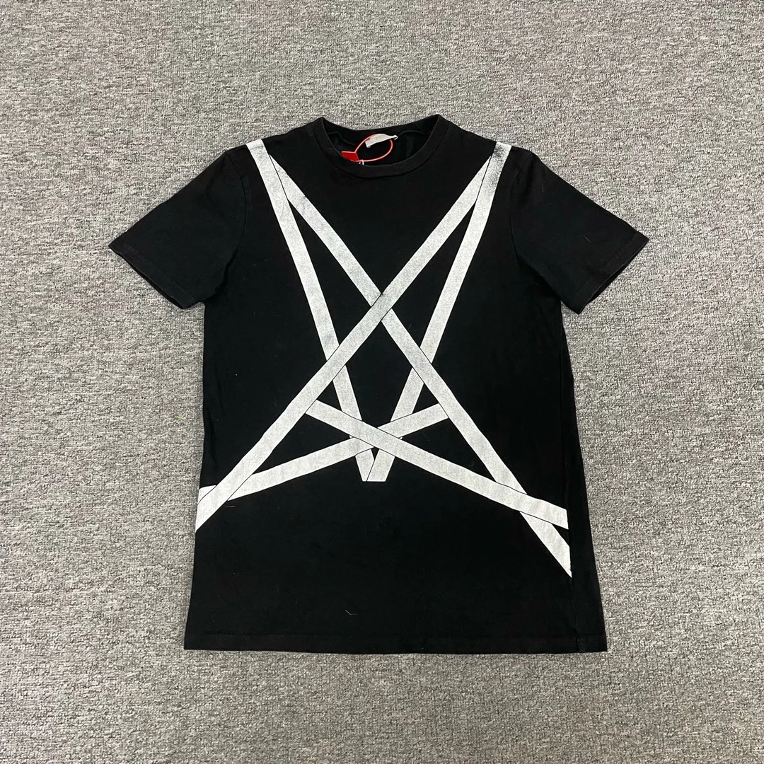 99新 DIOR/迪奥 线条 做旧 短袖T恤 黑色 S码