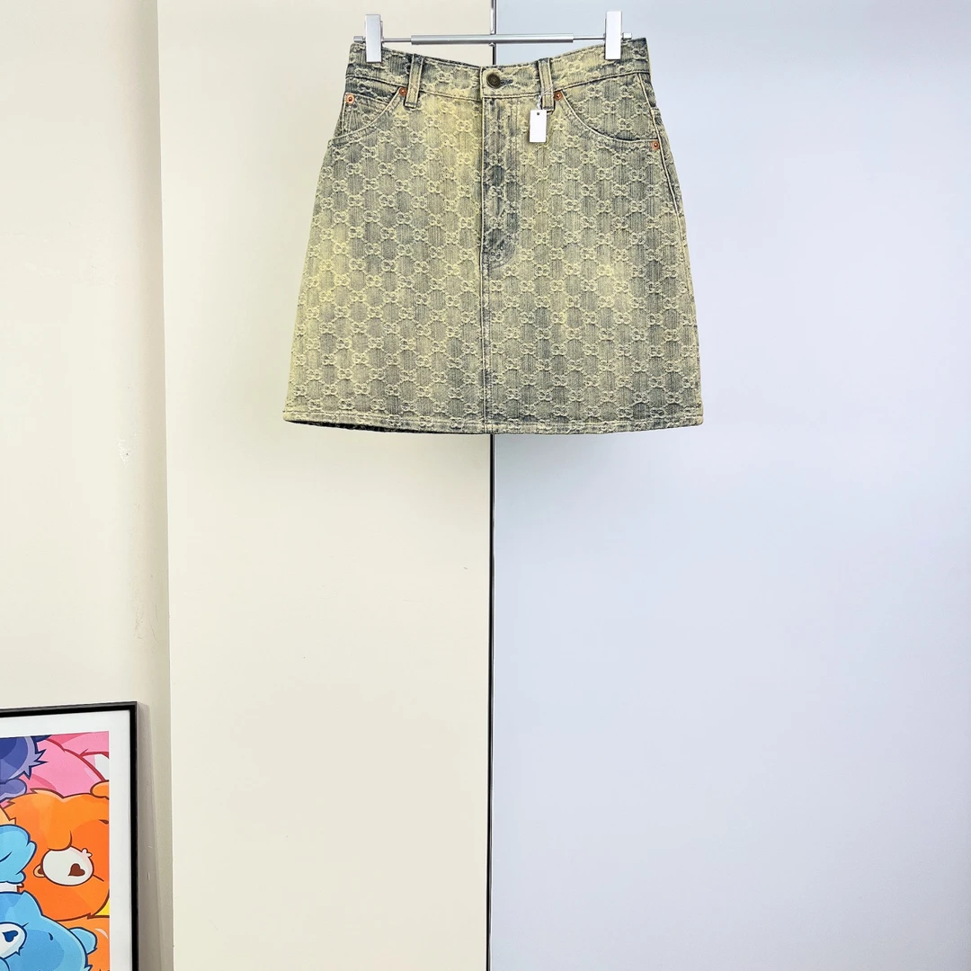 99新 GUCCI/古驰 牛仔短裙/36码/Xspa4809