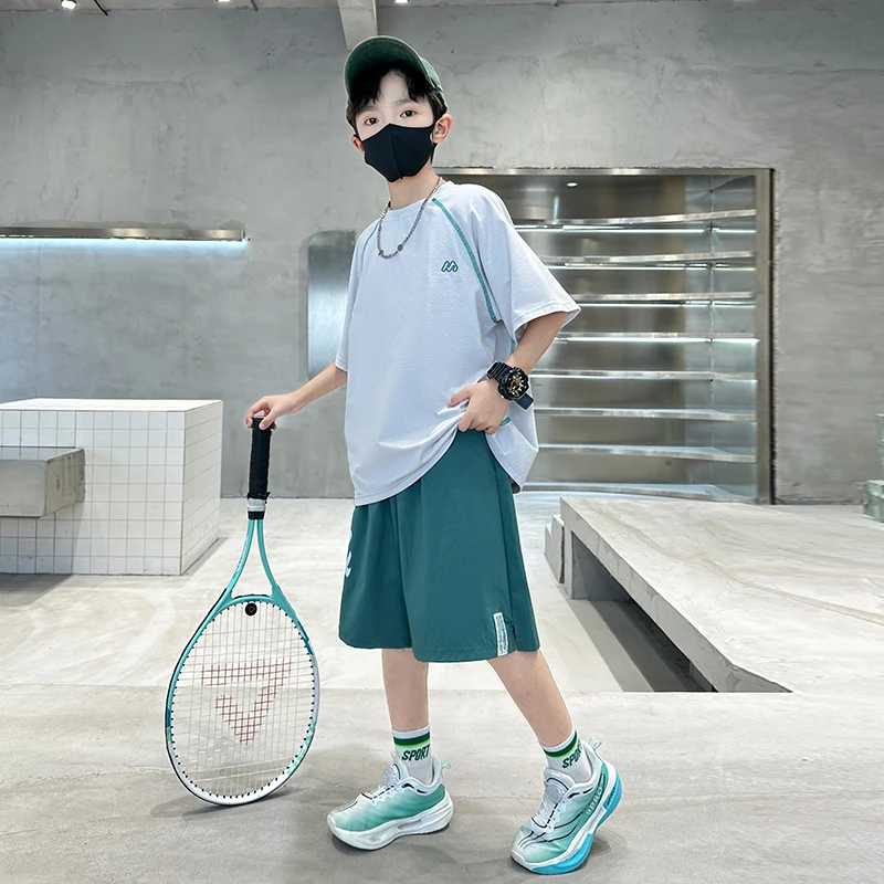 男童速干童装套装夏季2025新款休闲凉感短袖夏装中大童夏天网球服