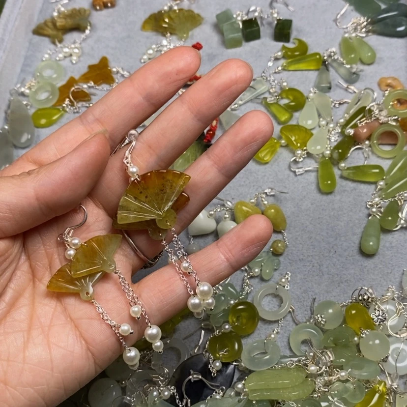 【闪购商品】蛇纹石玉未镶嵌挂件耳饰耳环项链嗨*